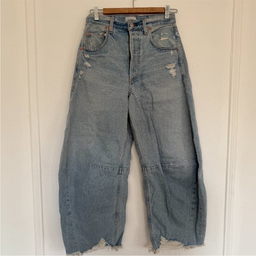 Citizens Of Humanity Light Blue Distressed Wide Leg Jeans